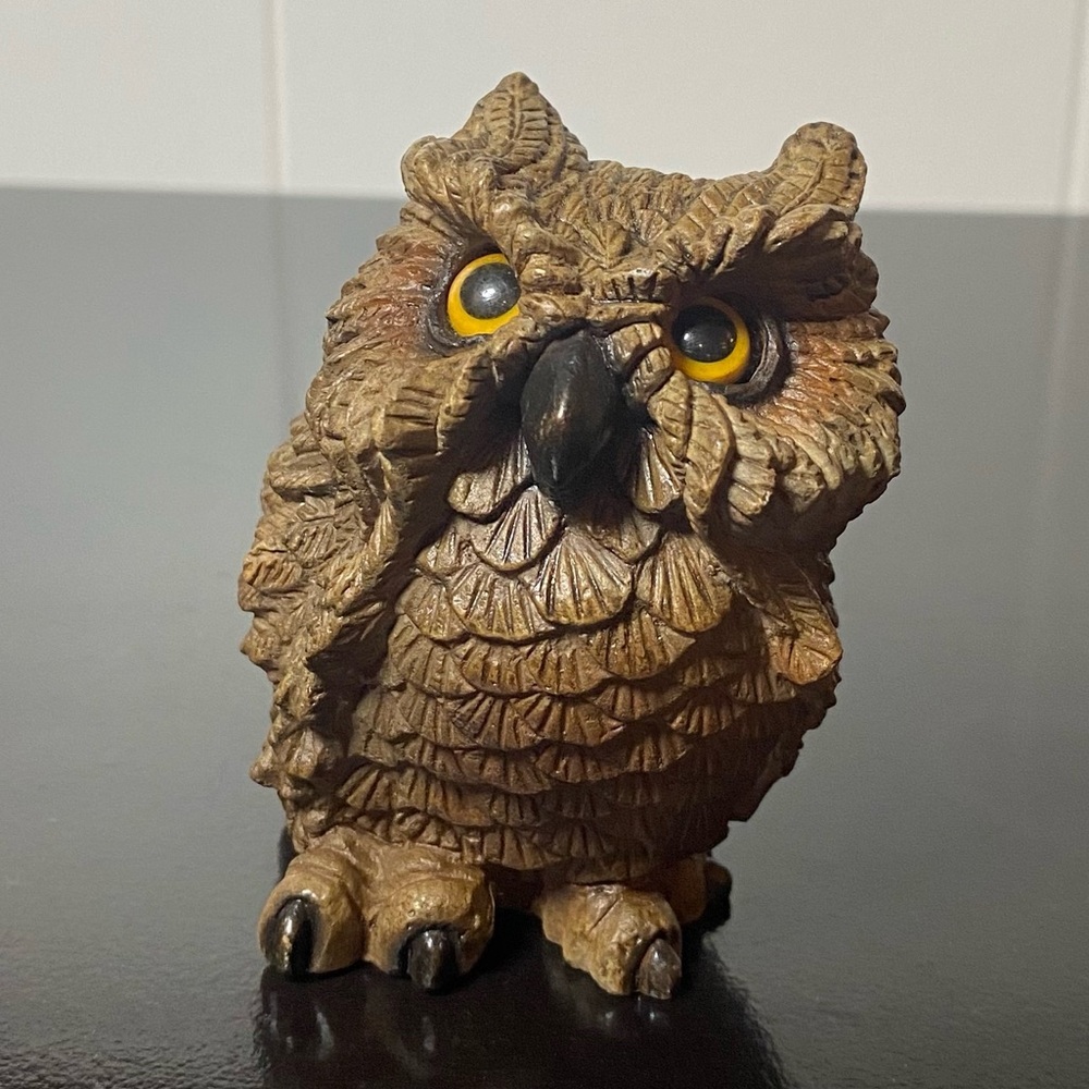 Stone Critters 3.25” Horned Owl Figurine Vintage 1984